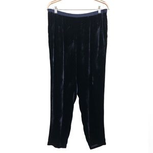 Eileen Fisher | Velvet Navy High Waisted Ankle Length Pants Large Minimalist